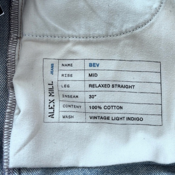 ALEX MILL The Bev Relaxed Straight Leg Button Fly Jean--29 - Picture 13 of 16